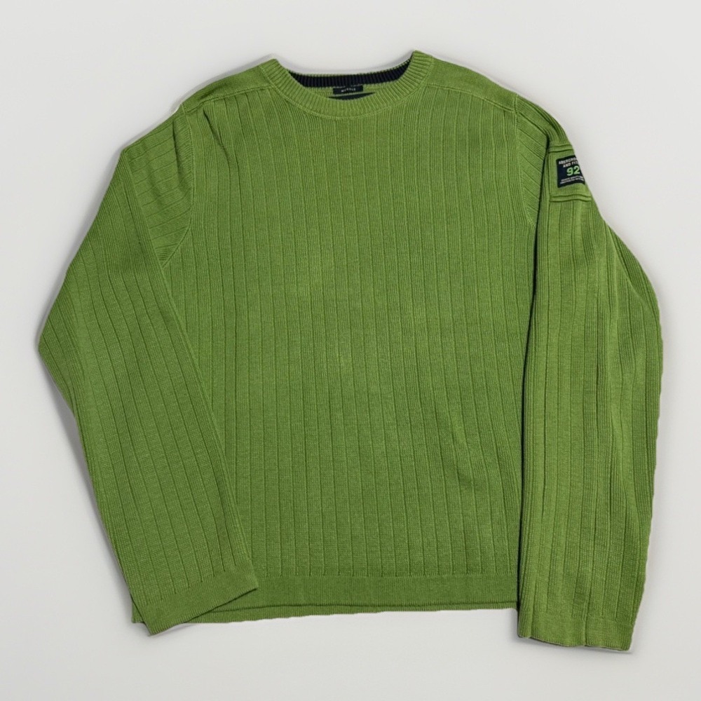 Vtg Y2K Abercrombie Fitch Muscle Knit Sweater XL Green A92 Patch‎